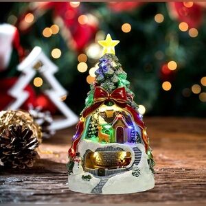 Christmas Village Musical Light-Up Village Revolving Train Decor